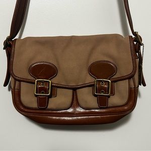 Coach Vintage Brown Leather and Khaki Crossbody GUC